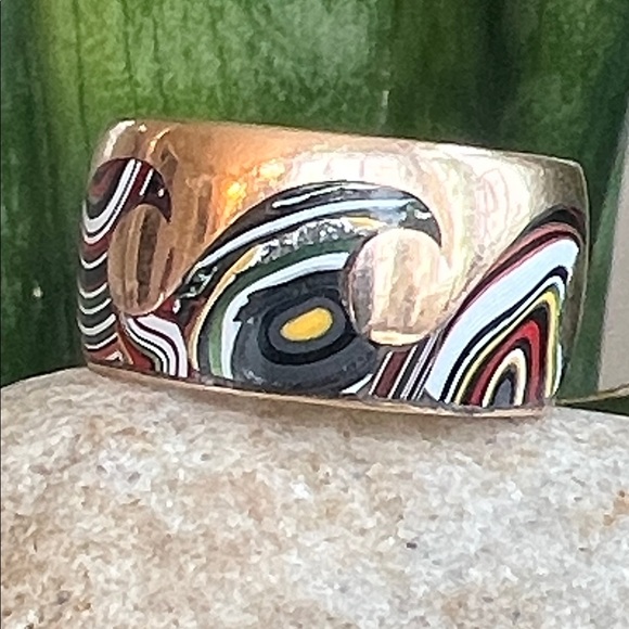 Marla Aaron Fordite 18k gold Ring - Picture 2 of 12